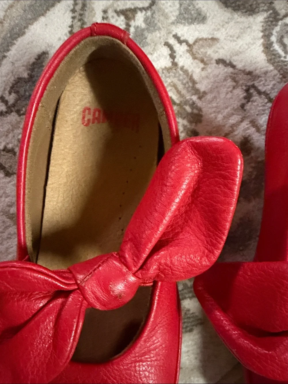 Camper Girls' Red Bow Ballet Flats